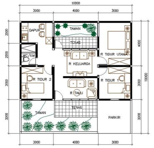 rumah minimalis 1 lantai 3 kamar tidur